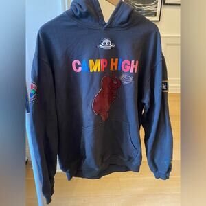 Camp High collective patch hoodie black cotton Rare sweatshirt Graphic Large